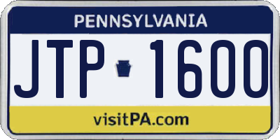 PA license plate JTP1600