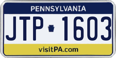 PA license plate JTP1603
