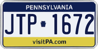PA license plate JTP1672