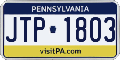 PA license plate JTP1803