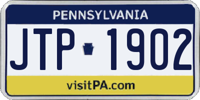 PA license plate JTP1902