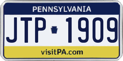PA license plate JTP1909