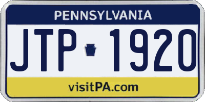PA license plate JTP1920