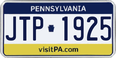 PA license plate JTP1925