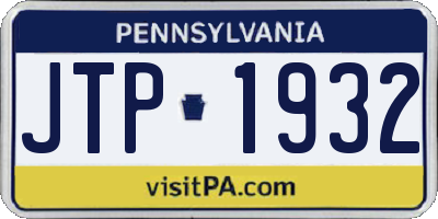PA license plate JTP1932