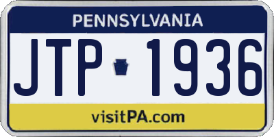 PA license plate JTP1936