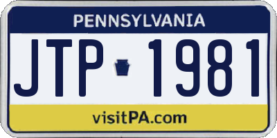 PA license plate JTP1981