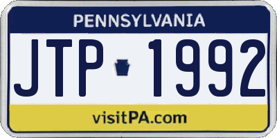 PA license plate JTP1992