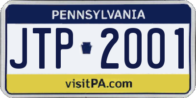 PA license plate JTP2001