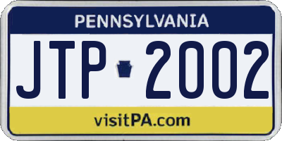 PA license plate JTP2002