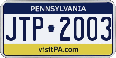 PA license plate JTP2003