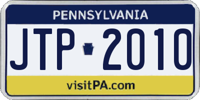 PA license plate JTP2010