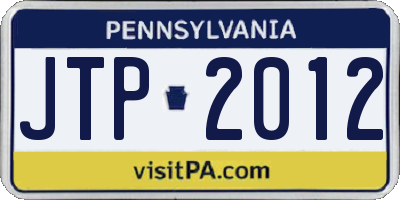 PA license plate JTP2012