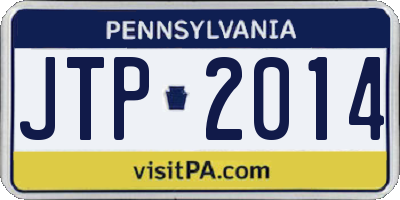 PA license plate JTP2014