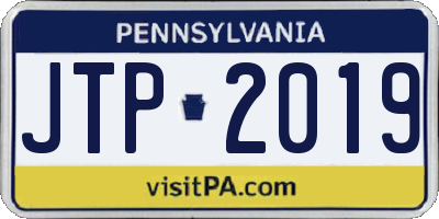 PA license plate JTP2019