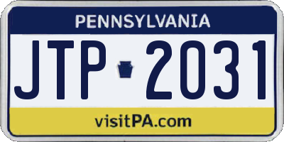 PA license plate JTP2031