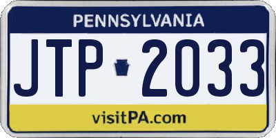PA license plate JTP2033
