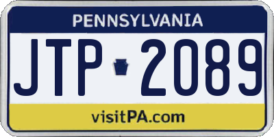 PA license plate JTP2089