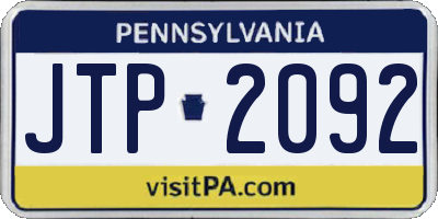 PA license plate JTP2092