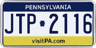PA license plate JTP2116