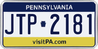 PA license plate JTP2181