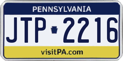 PA license plate JTP2216