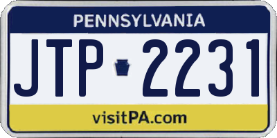 PA license plate JTP2231