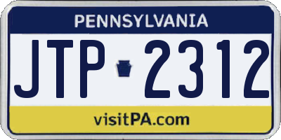 PA license plate JTP2312