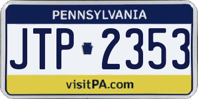 PA license plate JTP2353