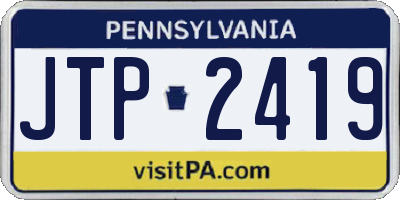 PA license plate JTP2419