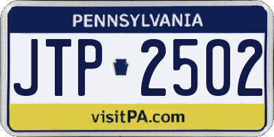 PA license plate JTP2502