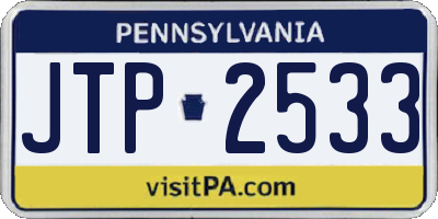 PA license plate JTP2533