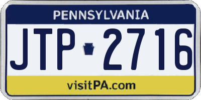 PA license plate JTP2716