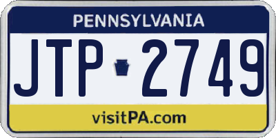 PA license plate JTP2749