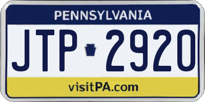 PA license plate JTP2920