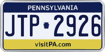 PA license plate JTP2926