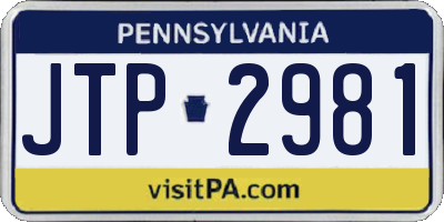 PA license plate JTP2981