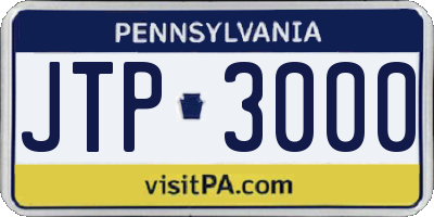 PA license plate JTP3000