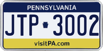 PA license plate JTP3002