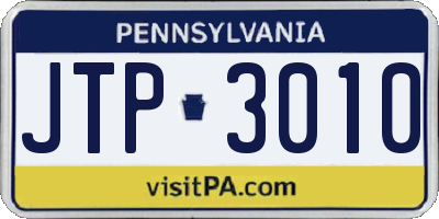 PA license plate JTP3010