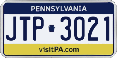 PA license plate JTP3021