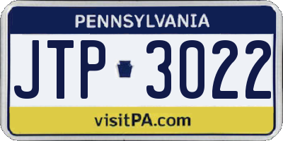 PA license plate JTP3022