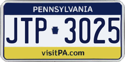 PA license plate JTP3025