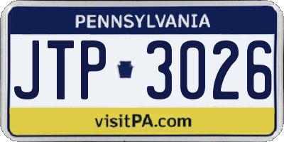 PA license plate JTP3026