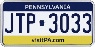 PA license plate JTP3033
