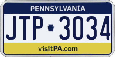 PA license plate JTP3034