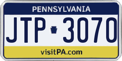 PA license plate JTP3070