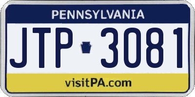 PA license plate JTP3081