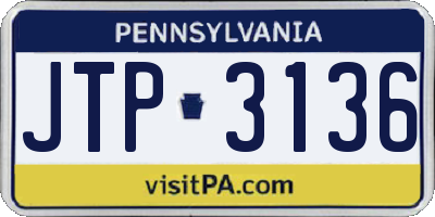 PA license plate JTP3136