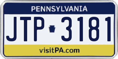 PA license plate JTP3181